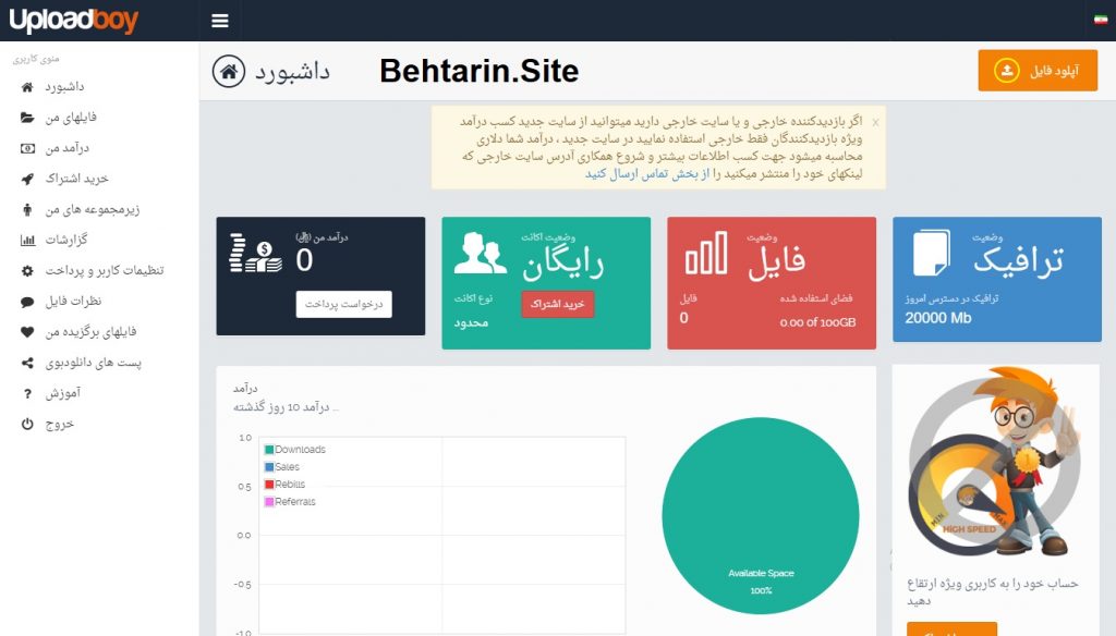 داشبورد-آپلودبوی